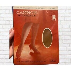 Vintage Cannon Stretch Seamless Stockings Size B Medium Soft Tone New Sealed